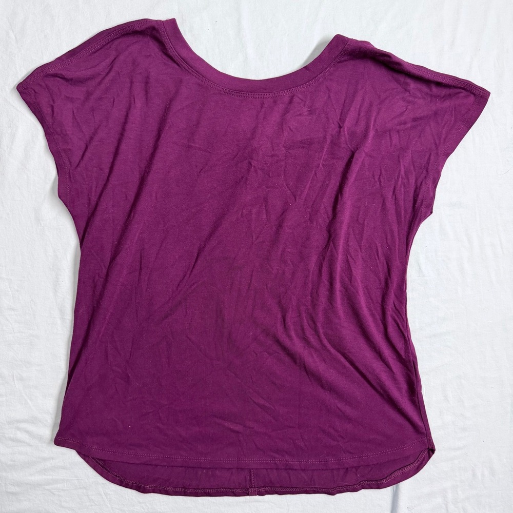 Athletic Works Womens‎ Plus Size Purple V Neck Criss Cross Back Tee XL 14 16